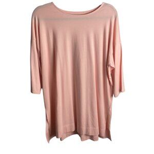 J Jill Size L Luxe Supima Ballet Sleeve Tunic Top Light Pink Casual Basic Mature